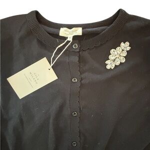 La Vie Milano Black Cardigan Crystal Embellished Button Front